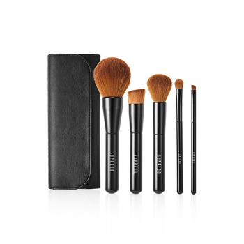 Hochwertiges, veganes, synthetisches 5-teiliges Make-up-Pinsel-Set mit Reiseetui